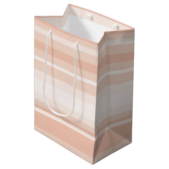 Peach stripes medium gift bag (Front Angled)