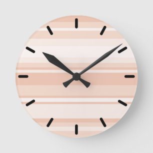 Peach stripes round clock