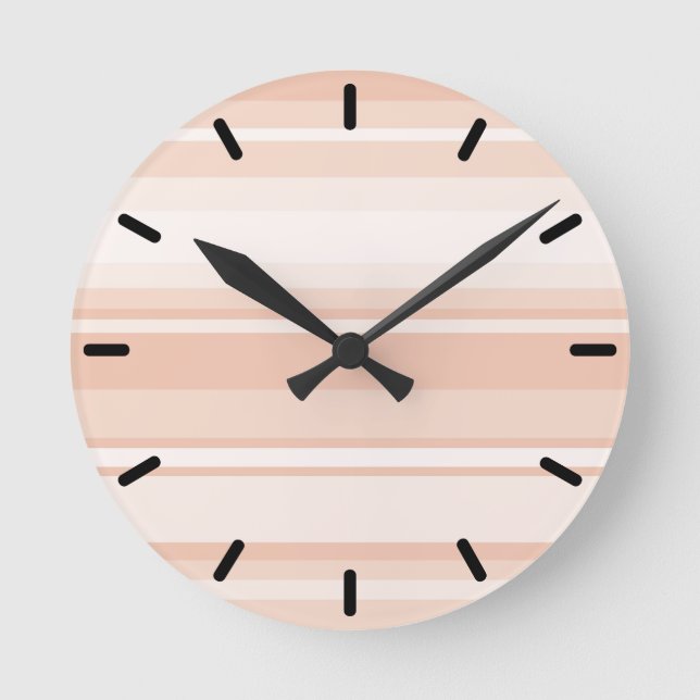 Peach stripes round clock (Front)