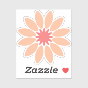 Peach Stylised Daisy Custom-Cut Vinyl Sticker