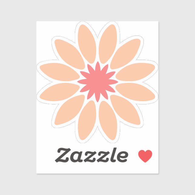 Peach Stylised Daisy Custom-Cut Vinyl Sticker (Sheet)