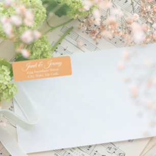 Peach Stylised Names Wedding Return Address