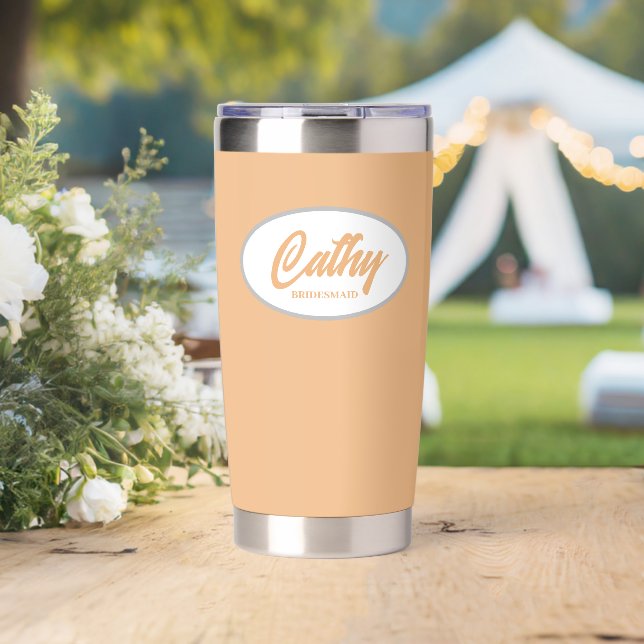 Peach Stylised Wedding Bridesmaid Insulated Tumbler (Wedding (Rotated))