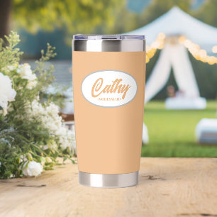 Peach Stylised Wedding Bridesmaid Name Insulated Tumbler
