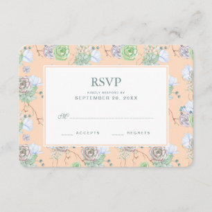 Peach Succulents Floral Watercolor - Wedding RSVP