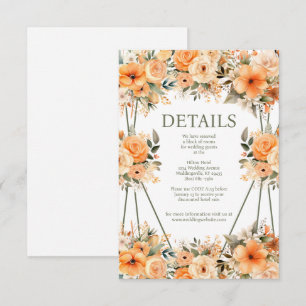Peach Summer Wedding Details Enclosure Card