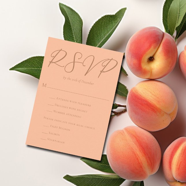 Peach Summer Wedding w Meal Choice Trendy RSVP (Creator Uploaded)