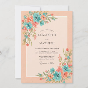 Peach Sun-Kissed Spring Wedding Invitation