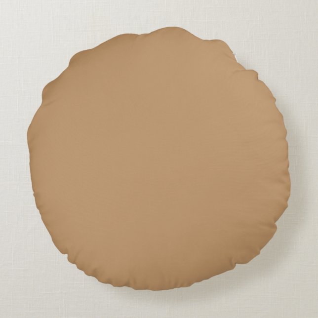 Peach Tan Colour Block | Soft Wedding Design Round Cushion (Back)