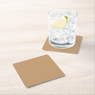 Peach Tan Colour Block Soft Wedding Design Square Paper Coaster