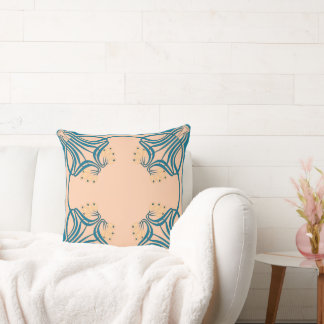 Peach Teal Art Nouveau Cushion