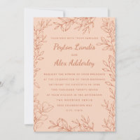 Peach Terracotta Botanical Line Art Wedding