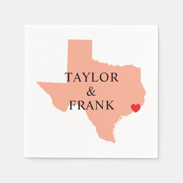 Peach Texas Wedding Napkin (Front)