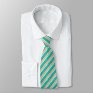 Peach Texture with Aqua and  Turquoise Stripes Tie