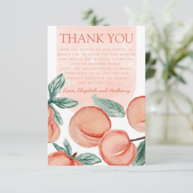 Peach Thank You Card Note Letter (Standing Front)