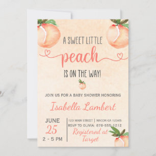 Peach Themed Baby Shower Invitation
