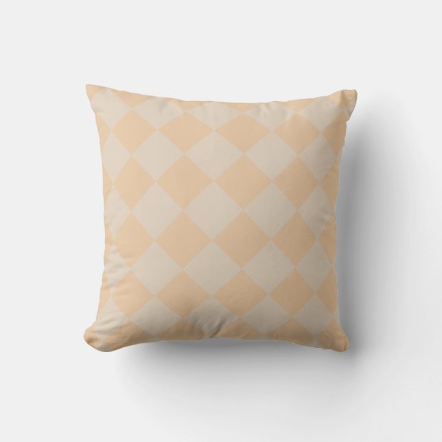 Peach Throw Pillow Diamond Pattern HAMbyWG (Front)