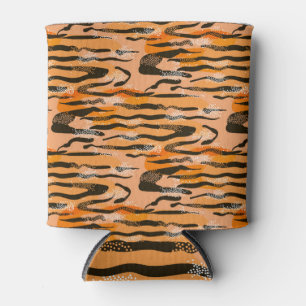 Peach Tiger Stripe Pattern Can Cooler