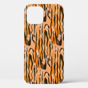 Peach Tiger Stripe Pattern iPhone 12 Case