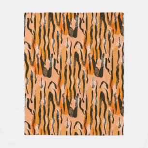 Peach Tiger Stripe Pattern Fleece Blanket