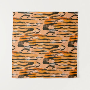 Peach Tiger Stripe Pattern Tapestry