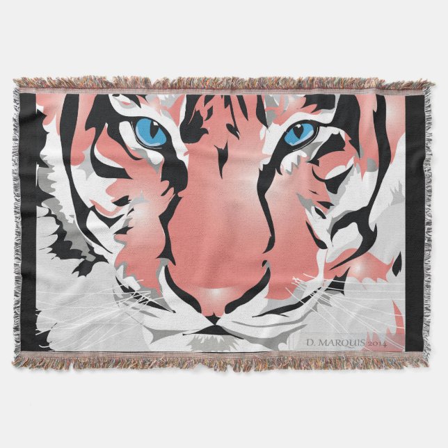 PEACH TIGER THROW BLANKET (Front)