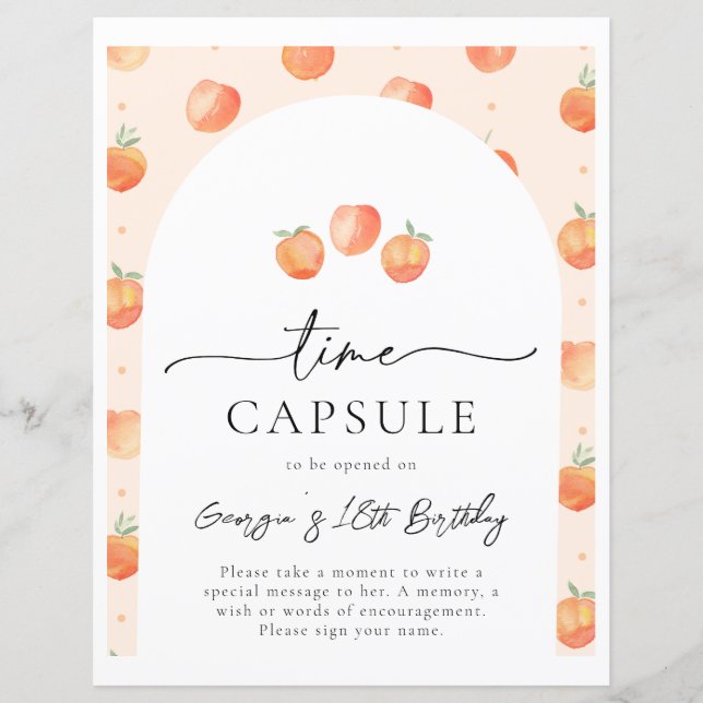Peach Time Capsule Sign | Peach Party Sign (Front)