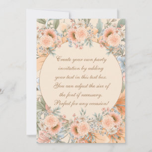 Peach Tone Watercolor Summer Garden Florals Invitation