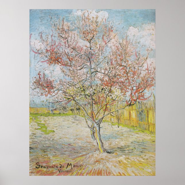 Peach Tree in Bloom at Arles Poster (Front)