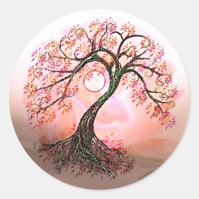 Peach Tree of Life Moon Stickers (Front)