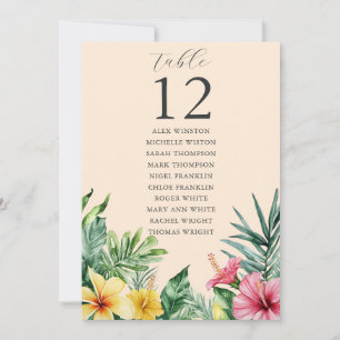 Peach Tropical Floral Table Number Seating Chart