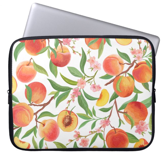 Peach Tropical Fruit Vintage Pattern. Laptop Sleeve (Front)