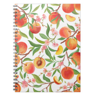 Peach Tropical Fruit Vintage Pattern. Notebook