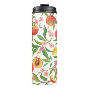 Peach Tropical Fruit Vintage Pattern. Thermal Tumbler
