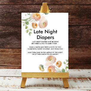 Peach tulip blooms Late Night Diaper Sign 