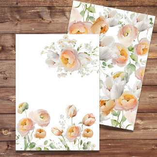 Peach Tulip Flower Blank Invitation 5x7