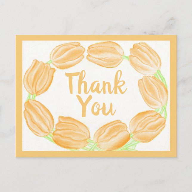 Peach Tulips Border ~Thank You Card (Front)