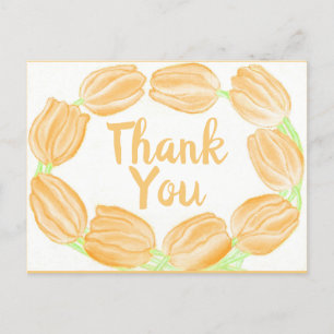 Peach Tulips Border ~Thank You Card