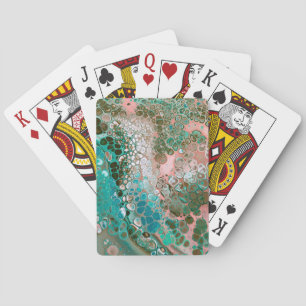 Peach & Turquoise Acrylic Pour Abstract Playing Cards