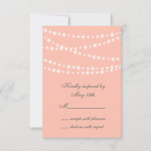 Peach Twinkle Lights RSVP Card
