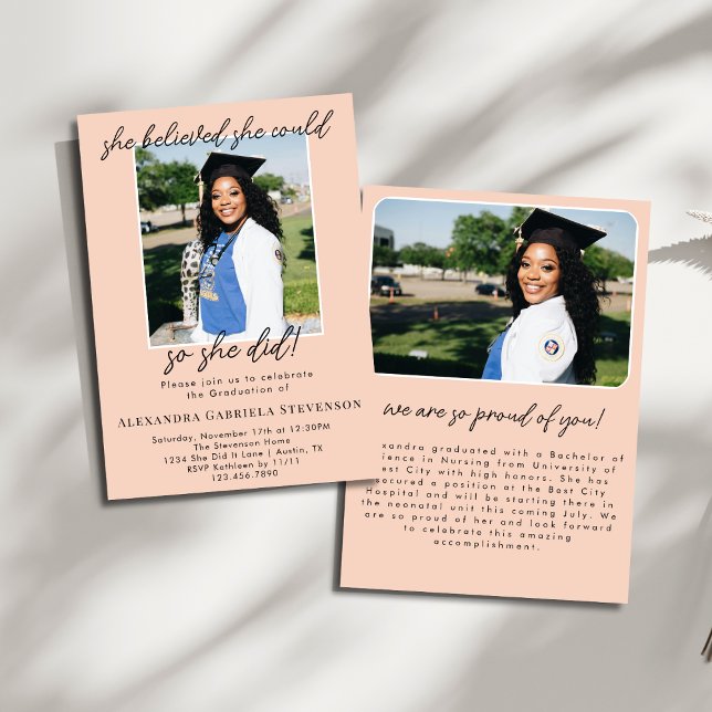 Peach Two Photo Script Graduation Announcement  (Creator Uploaded)
