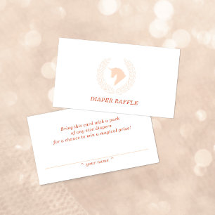 Peach Unicorn Bust Diaper Raffle Enclosure Card