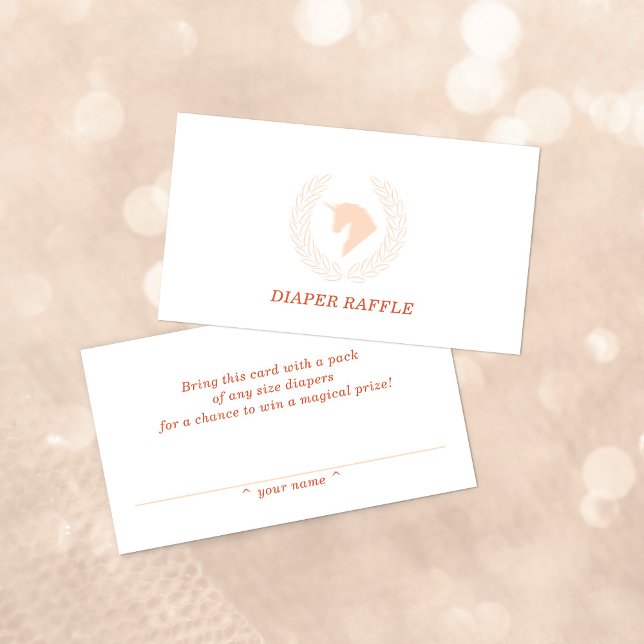 Peach Unicorn Bust Diaper Raffle Enclosure Card (Creator Uploaded)