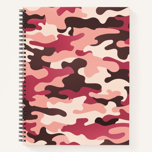 Peach Urban Camo Pink Brown Ruby Red Notebook (Front)