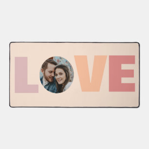 Peach Valentines Day Love Photo Desk Mat