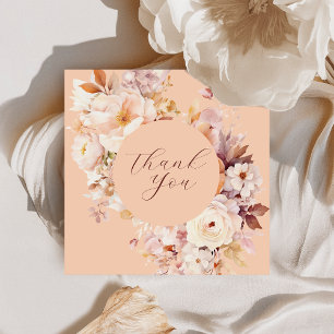 Peach Vintage Floral Fall Baby Shower Thank You Card