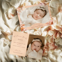 Peach Vintage Floral Fall Two Photo Birth