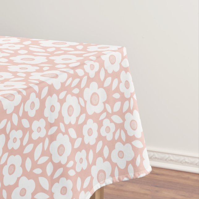 Peach Vintage Flower Cascade Tablecloth (In Situ)