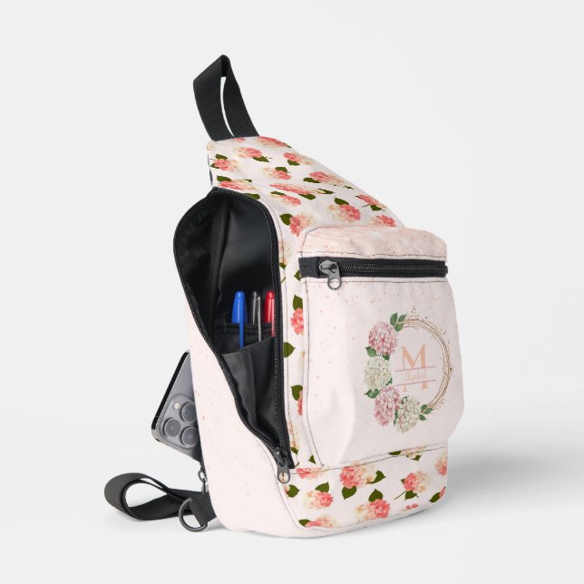 Peach Vintage Garden Blossoms Sling Bag (Open)