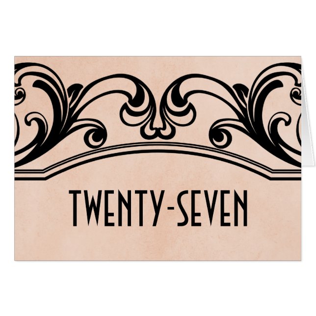 Peach Vintage Swirls Table Number Card (Front Horizontal)